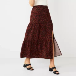 Women's Nine West Crosshatch Tiered Maxi Skirt -Deals My Glow Wardrobe Store 5330209 Fuzzy Leopard
