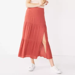 Women's Nine West Crosshatch Tiered Maxi Skirt -Deals My Glow Wardrobe Store 5330209 Mauve Jewel