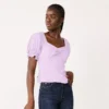 Petite Nine West Twist Front Puff Sleeve Top -Deals My Glow Wardrobe Store 5491959 Enlighten Purple