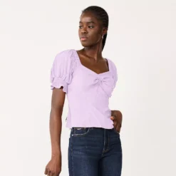 Women's Nine West Twist Front Puff Sleeve Top -Deals My Glow Wardrobe Store 5493540 Enlighten Purple