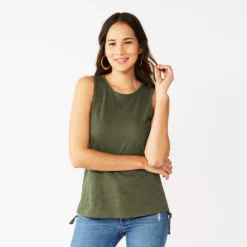 Women's Nine West Ruched Side Tank -Deals My Glow Wardrobe Store 5493872 Infantry Olive
