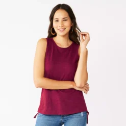 Women's Nine West Ruched Side Tank -Deals My Glow Wardrobe Store 5493872 Vintage Red