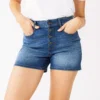 Women's Nine West Slimming Button Front High-Waisted Shorts