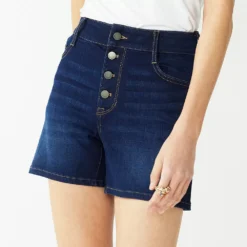 Women's Nine West Slimming Button Front High-Waisted Shorts -Deals My Glow Wardrobe Store 5497290 Rinse Wash