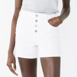 Women's Nine West Slimming Button Front High-Waisted Shorts -Deals My Glow Wardrobe Store 5497290 White Knight