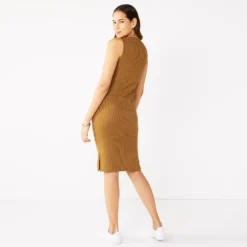 Women's Nine West Rib Crewneck Sleeveless Midi Dress -Deals My Glow Wardrobe Store 5520209 ALT