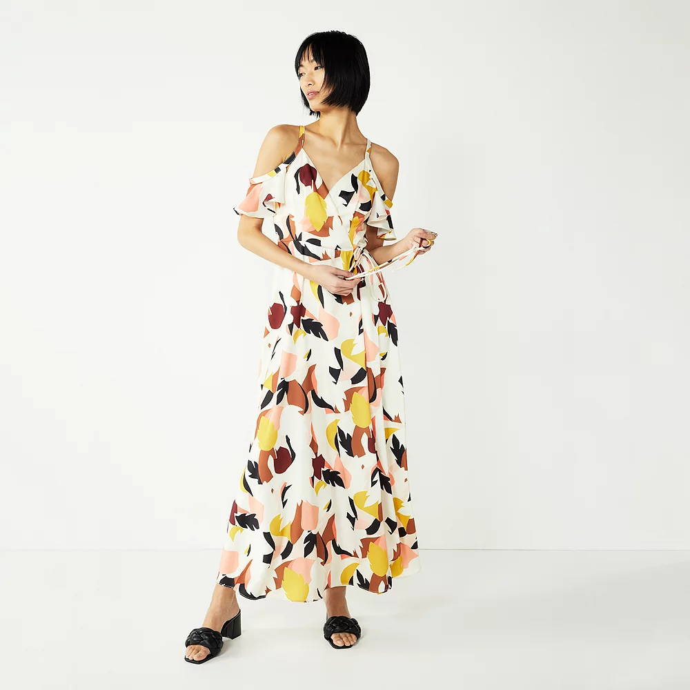 Women's Nine West Flounce Cold-Shoulder Maxi Dress 3 Women's Nine West Flounce Cold-Shoulder Maxi Dress