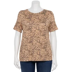 Plus Size Nine West Essential Crewneck Tee -Deals My Glow Wardrobe Store 5525951 Cheetah