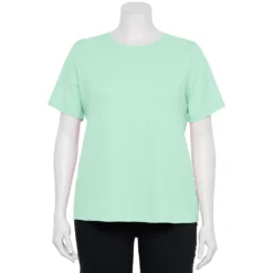 Plus Size Nine West Essential Crewneck Tee -Deals My Glow Wardrobe Store 5525951 Glowlight Green Rib