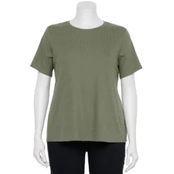 Plus Size Nine West Essential Crewneck Tee -Deals My Glow Wardrobe Store 5525951 Infantry Olive Rib