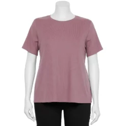 Plus Size Nine West Essential Crewneck Tee -Deals My Glow Wardrobe Store 5525951 Mauve Jewel Rib