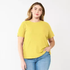 Plus Size Nine West Essential Crewneck Tee -Deals My Glow Wardrobe Store 5525951 Santa Cruz Yellow