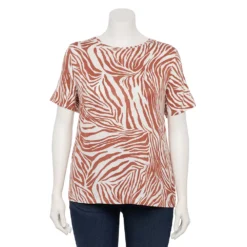 Plus Size Nine West Essential Crewneck Tee -Deals My Glow Wardrobe Store 5525951 Summer Zebra