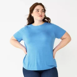 Plus Size Nine West Essential Crewneck Tee -Deals My Glow Wardrobe Store 5525951 Val Blue