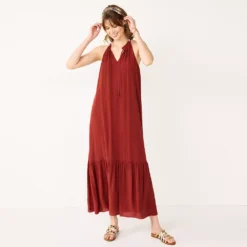 Women's Nine West Tiered Peasant Maxi Dress -Deals My Glow Wardrobe Store 5531866 Marsala Flower
