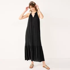 Women's Nine West Tiered Peasant Maxi Dress -Deals My Glow Wardrobe Store 5531866 Mineral Black