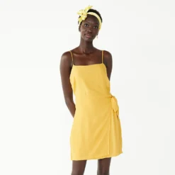Women's Nine West Side-Tie Faux Wrap Mini Dress -Deals My Glow Wardrobe Store 5532368 Furry Gold