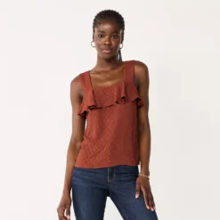 Women's Nine West Squareneck Ruffle Tank 13 Women's Nine West Squareneck Ruffle Tank -Deals My Glow Wardrobe Store 5532424 Marsala Flower