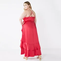 Plus Size Nine West Strappy Ruffle Hem Wrap Dress -Deals My Glow Wardrobe Store 5538940 ALT