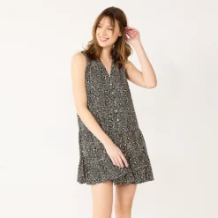 Petite Nine West Button-Front Tiered Drop-Waist Dress -Deals My Glow Wardrobe Store 5542050 Cheetah Ditsy