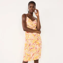 Women's Nine West Strappy Ruched Midi Dress -Deals My Glow Wardrobe Store 5551982 Abstract Plumeria