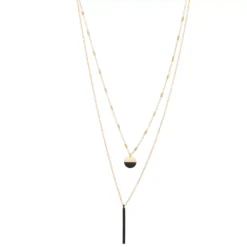 Nine West Enameled Pendant Layered Necklace