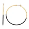 Nine West Gold Tone Enamel Dipped Oversized Hoop Earrings -Deals My Glow Wardrobe Store 5557654 Black