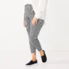 Plus Size Nine West Mid-Rise Ponte Leggings -Deals My Glow Wardrobe Store 5559211 Black White Mini Check