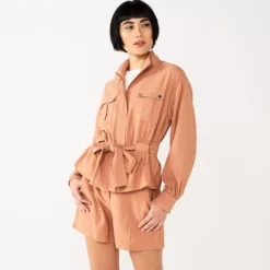 Women's Nine West Belted Utility Jacket -Deals My Glow Wardrobe Store 5562161 Mocha Frosting