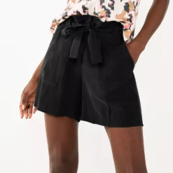Women's Nine West High-Waisted Paperbag Utility Shorts -Deals My Glow Wardrobe Store 5562607 Mineral Black