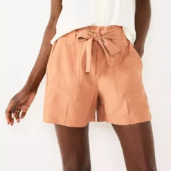 Women's Nine West High-Waisted Paperbag Utility Shorts -Deals My Glow Wardrobe Store 5562607 Mocha Frosting