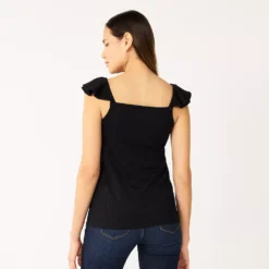 Women's Nine West Tiered Flutter Sleeveless Top -Deals My Glow Wardrobe Store 5562896 ALT