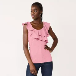 Women's Nine West Tiered Flutter Sleeveless Top -Deals My Glow Wardrobe Store 5562896 Lilac Necklace