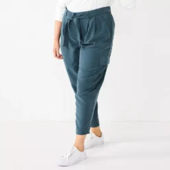 Plus Size Nine West High-Waisted Tapered Pants -Deals My Glow Wardrobe Store 5563608 Storm Surge