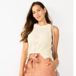 Women's Nine West High-Neck Cutaway Sweater Tank -Deals My Glow Wardrobe Store 5566564 Lemon Frost