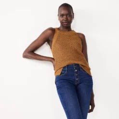 Women's Nine West High-Neck Cutaway Sweater Tank -Deals My Glow Wardrobe Store 5566564 Tamala Brown