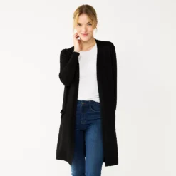 Petite Nine West High Slit Duster Cardigan -Deals My Glow Wardrobe Store 5568865 Black