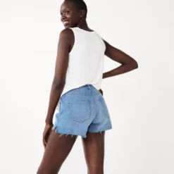 Women's Nine West High Rise Raw Hem Relaxed Denim Shorts -Deals My Glow Wardrobe Store 5569183 ALT