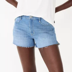 Women's Nine West High Rise Raw Hem Relaxed Denim Shorts -Deals My Glow Wardrobe Store 5569183 Light