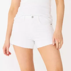 Women's Nine West High Rise Raw Hem Relaxed Denim Shorts -Deals My Glow Wardrobe Store 5569183 White Knight