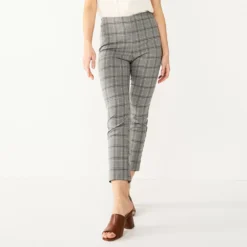 Petite Nine West Side Zip High-Waisted Skinny Ankle Pants -Deals My Glow Wardrobe Store 5569185 Grey Tan Plaid