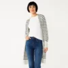 Women's Nine West High Slit Duster Cardigan -Deals My Glow Wardrobe Store 5569252 Black White Stripe