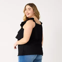 Plus Size Nine West Sleeveless Ruffle Detail Top -Deals My Glow Wardrobe Store 5570041 ALT
