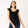 Petite Nine West Ruffle Neck Top -Deals My Glow Wardrobe Store 5570512 Black