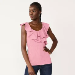 Petite Nine West Ruffle Neck Top -Deals My Glow Wardrobe Store 5570512 Lilac Necklace