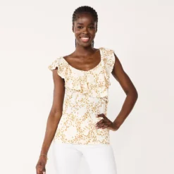 Petite Nine West Ruffle Neck Top -Deals My Glow Wardrobe Store 5570512 White Waves