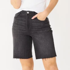 Women's Nine West High Rise Bermuda Boyfriend Shorts -Deals My Glow Wardrobe Store 5570546 Medium Black