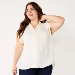Plus Size Nine West Short Sleeve Easy Lapel Shirt -Deals My Glow Wardrobe Store 5570557 Daisy Dew