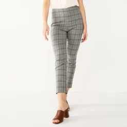 Women's Nine West Side Zip High-Waisted Skinny Ankle Pants -Deals My Glow Wardrobe Store 5570619 Grey Tan Plaid