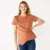 Women's Nine West Asymmetric Short Sleeve Crewneck Top 1 Women's Nine West Asymmetric Short Sleeve Crewneck Top -Deals My Glow Wardrobe Store 5570845 Mocha Frosting